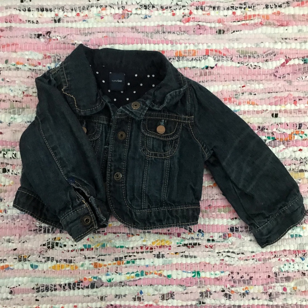 Cropped dark denim jacket
